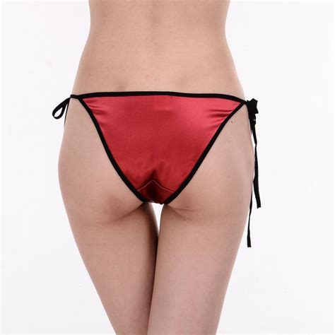 Ladys Silk Spandex Low Rise String Bikini Panties Tanga Sn028 Solid Size Sm Lxl Paradise Silk