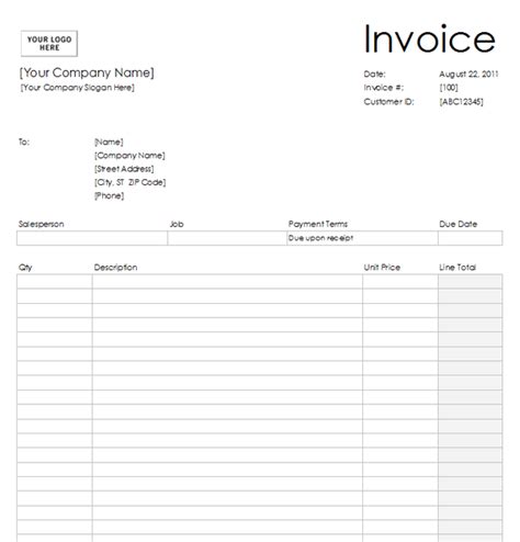 Printable Blank Invoices Template Business Psd Excel Word Pdf Riset