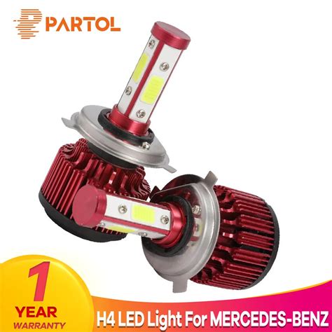 Partol x6 h4 hi lo feixe carro led farol lâmpadas 100 w led 4 lado cob