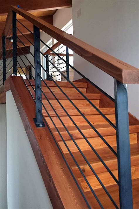 This rail would look great anywhere from an office to a home. Photo: Raw Steel Handrail Featuring Wood Cap. | Metal ...