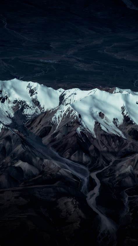 Download Wallpaper 2160x3840 Mountains Peaks Aerial View Snow