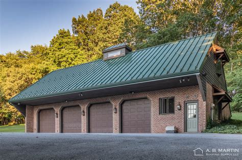 Brick Garage With Classic Green Abseam Roof Ab Martin