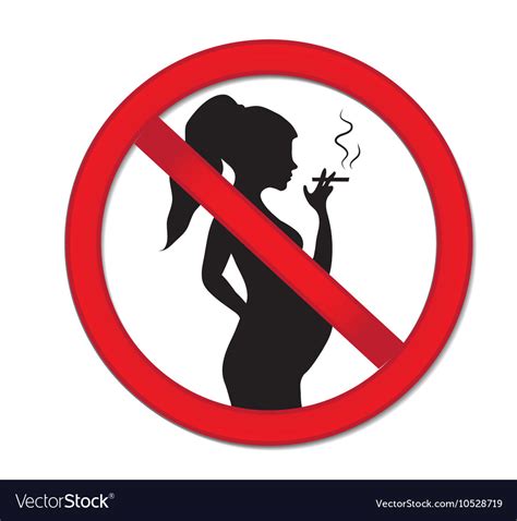 Pregnancy No Smoking Red Prohibition Sign Pregnant