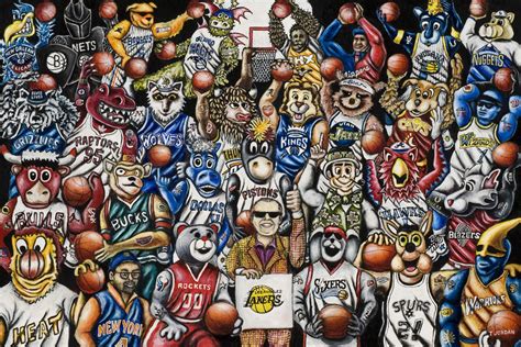 Nba Mascots Canvas Giclee Oil On Canvas Canvas Frame Sports Prints