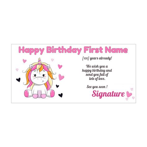 Birthday Card With Unicorn Free Printable Templates Carte