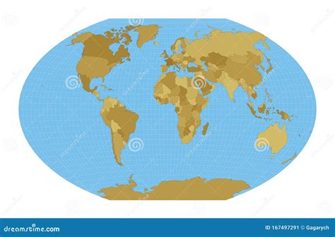 World Map Winkel Tripel Projection Stock Vector Illustration Of