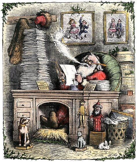 Thomas Nast Santa Claus Reading His Mail 1800s Photos Prints Posters