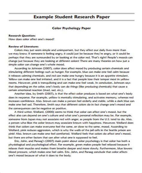 Format College Research Paper Sample 72 With Mla Format Of A Research