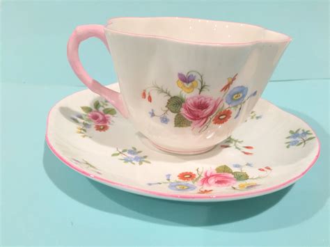 Reserved For F Shelley Tea Cup And Saucer Dainty Shape Rose And Red