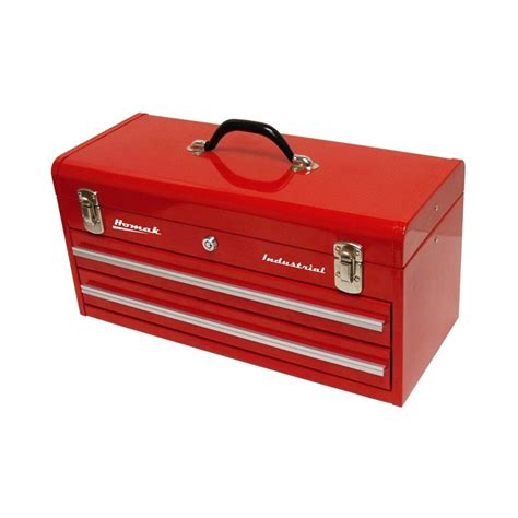 Homak Industrial 20125 In 2 Drawer Steel Lockable Tool Box Red At