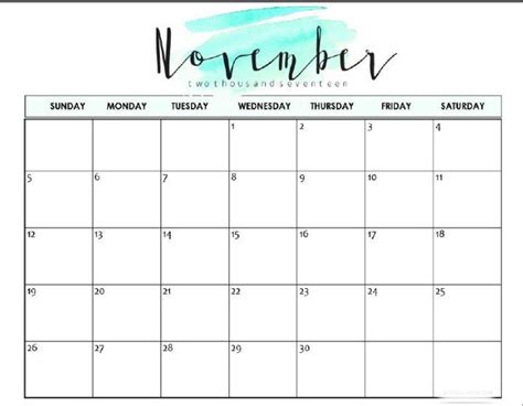 Cute November 2018 Calendar Calendar Calendar Printables November