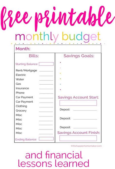 Printable Monthly Budget Forms My XXX Hot Girl