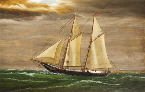 Primitive American Sailing Ship Painting John George