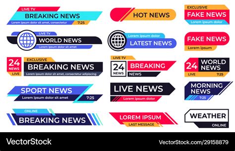 Breaking News Banner Broadcasting Screen Bars Vector Image