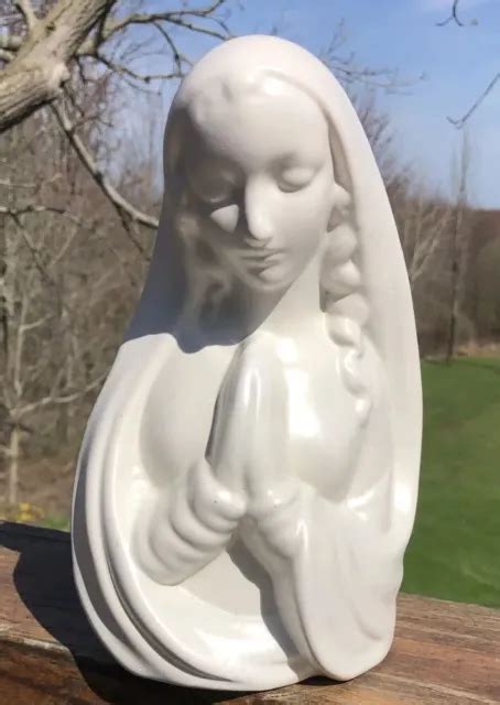 Vintage Virgin Mary Madonna Praying Hands White Ceramic Figurine