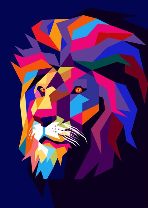 Colorful Lion Head Pop Art Poster By Cholik Hamka Displate Pop Art