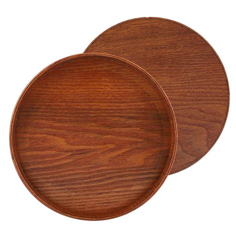 Tebru Round Natural Wood Serving Tray Wooden Plate Tea Food Server