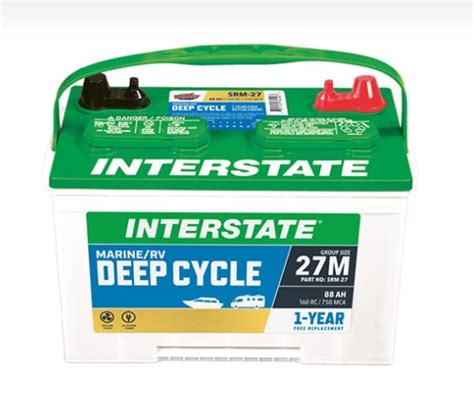 Interstate Battery Marine Rv Battery Deep Cycle 27m 88ah Srm 27 From