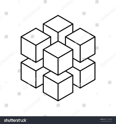 Geometric Cube Of 8 Smaller Isometric Cubes Abstract Design Element