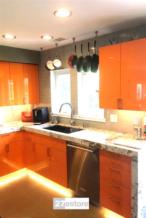 Polyester and melamine particleboards are used in all market segments. High Gloss Polyester Orange | Blue kitchen decor, Blue ...