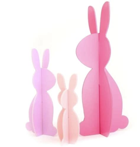Acrylic Bunny Decor Set Of 3 Pink The Stompin Grounds