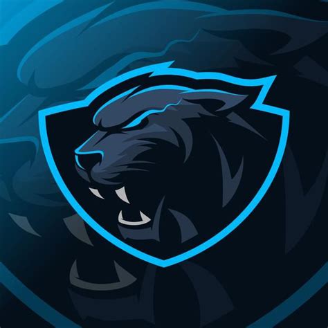 A Black And Blue Panther Logo On A Dark Background