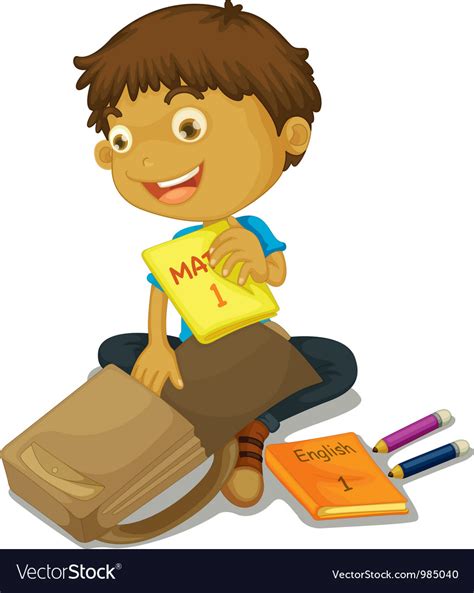 Boy Packing Schoolbag Royalty Free Vector Image