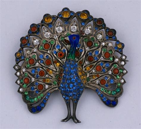 Colored Paste And Enamel Strutting Peacock Brooch 1900 For Sale At 1stdibs
