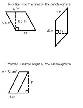 How do you measure the area of parallelograms, triangles and trapezoids? Area of Parallelogram Notes by The mrs garen | Teachers ...