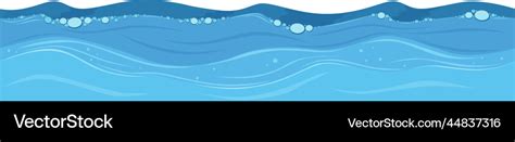 Cartoon Water Surface Horizontal Blue Sea Waves Vector Image