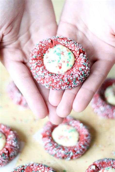 Red Velvet And Cheesecake Thumbprint Cookies Diy Candy