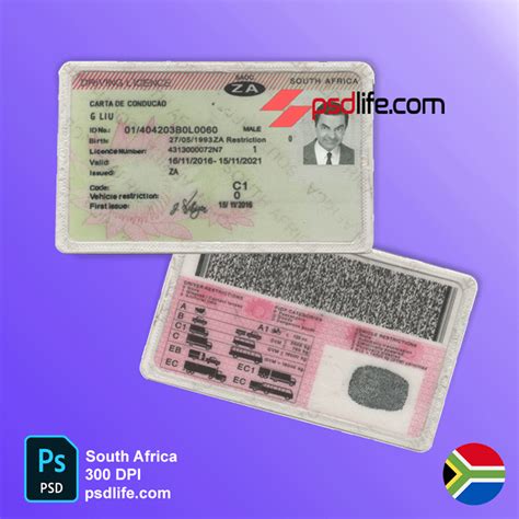 South Africa Drivers License Psd Template Full Editable With All Font