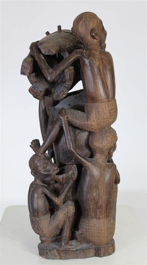 Mahogany Carved Kenyan Maasai Tribe Sculpture Sold At Auction On 28th
