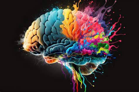 Illustration Of A Vibrant And Creative Brain Bursting With Colors