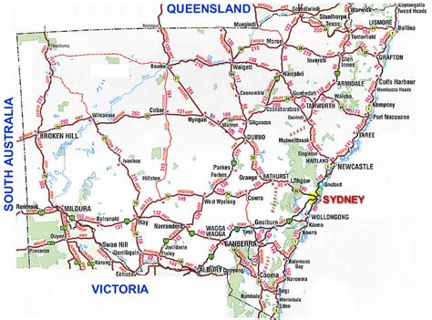 New South Wales Road Map Nsw Adams Printable Map