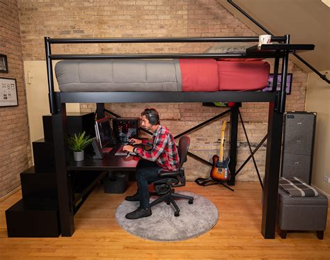 Loft Bed With Desk For Low Ceiling Shelly Lighting