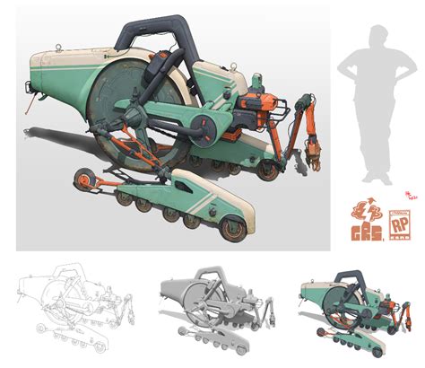 Artstation Machine 拙作，大赤斑 的小型巡逻机器人w Aerofsles Grs Concept Art