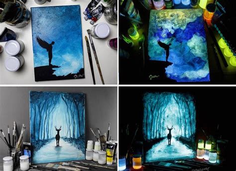 Italian Artists Mystical Glow In The Dark Paintings Come To Life At Night