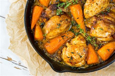 one pan roast chicken with farm fresh carrots and bacon clean food crush