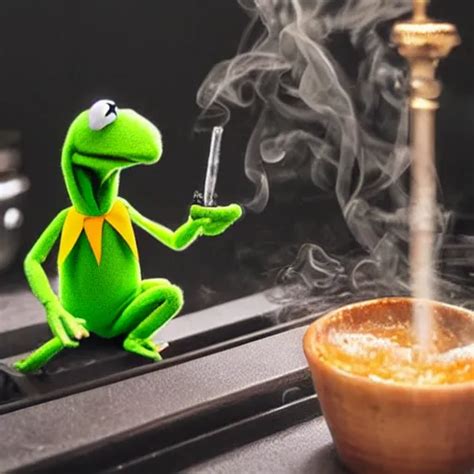 Kermit The Frog Smoking A Hookah Ultra Realistic Stable Diffusion