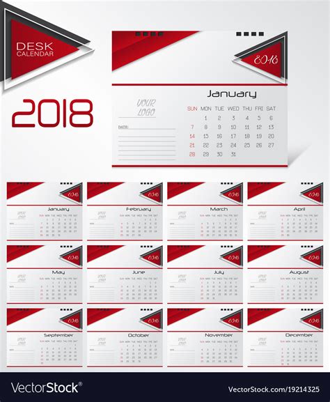 Wall Calendar For 2018 Year Design Template Vector Image