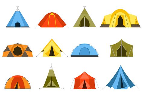 Hiking And Camping Tents Vector Set Illustrations ~ Creative Market