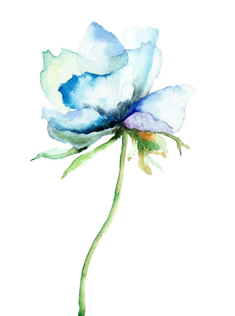 Watercolor Decorative Blue Flower Painting Blue Flower Painting