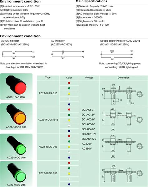 Ad22 22cs Led Indicator Light Ad108 22cs 24v 110v 220v 240v Ac Dc 22mm