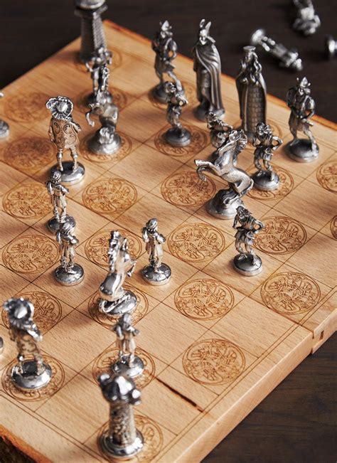 Irish Beech And Pewter Chess Set Blarney