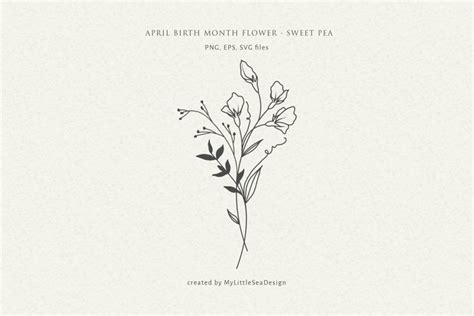 April Birth Flower Svg Sweet Pea Svg Bouquet