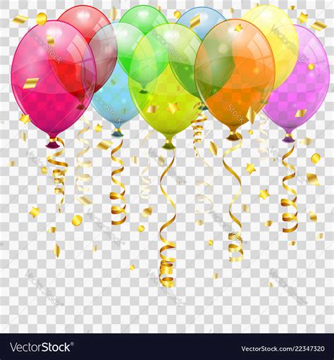 Golden Streamer Balloons And Confetti Royalty Free Vector
