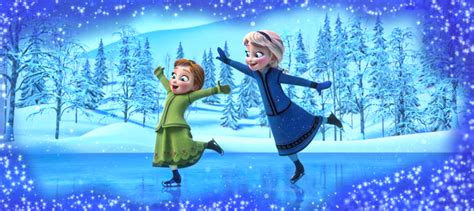 Young Anna And Elsa Ice Skating Wallpaper Frozen