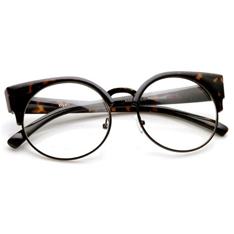 indie hipster retro round cat eye clear lens glasses zerouv