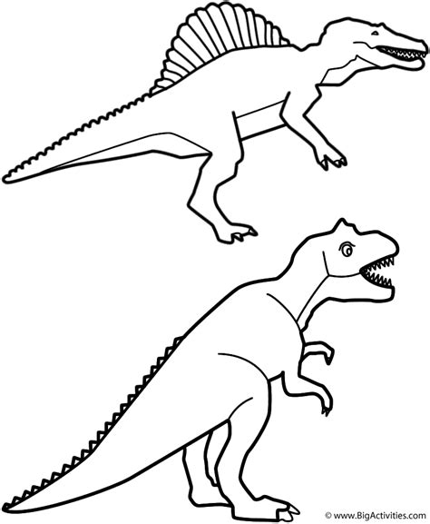 Spinosaurus and T-Rex - Coloring Page (Dinosaurs)